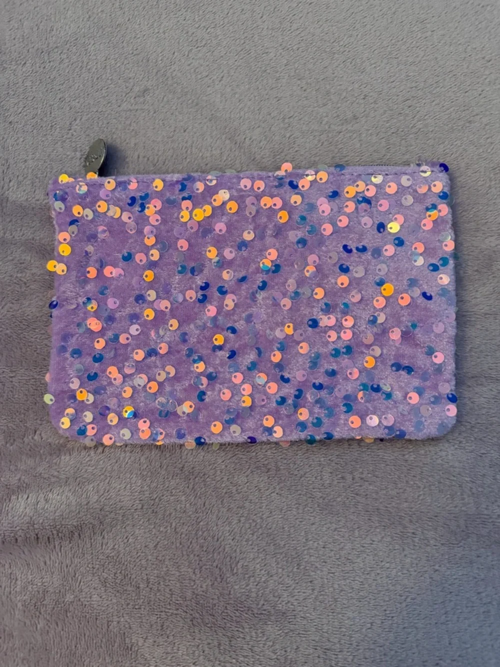 ipsy Lavender Sequin Makeup Pouch with Multicolor Accents